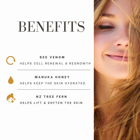 WellNest Bee Venom Mask 50g in a jar, showing the skincare product with a smooth, creamy texture and natural ingredients.