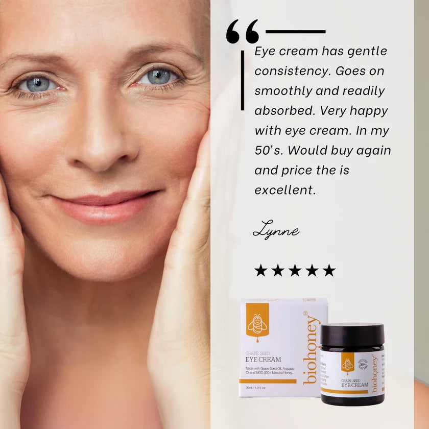 WellNest Grape Seed Eye Cream 30g jar showing the skincare product with a clean, white background and product label.