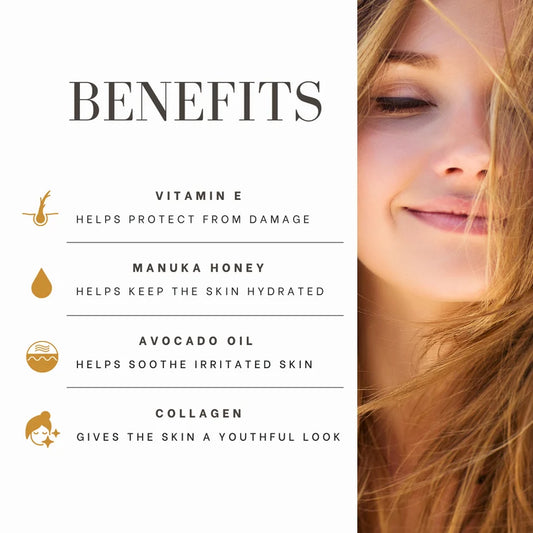 Natural Vitamin-E Cream with Collagen by WellNest, 50g skincare product featuring a smooth cream texture in a jar.
