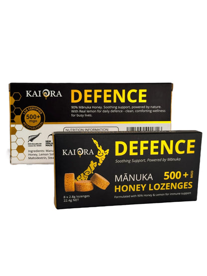 WellNest Manuka and Lemon Lozenges in a clear pot, showcasing golden lozenges with lemon and honey ingredients.