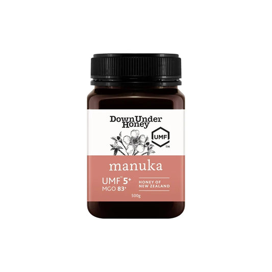 WellNest Manuka Honey UMF™ 5+ with MGO 83+ in a 500g jar, featuring flavors like hemp, ginger, lemon, and blueberry.
