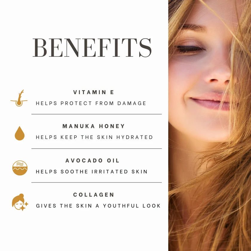Natural Vitamin-E Cream with Collagen by WellNest, 50g skincare product featuring a smooth cream texture in a jar.